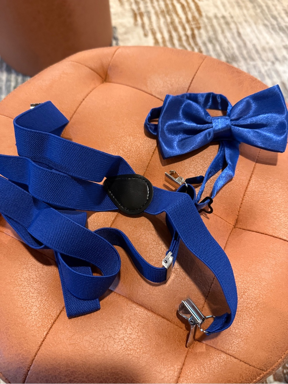 Royal Blue Bow Tie and Suspenders Set
